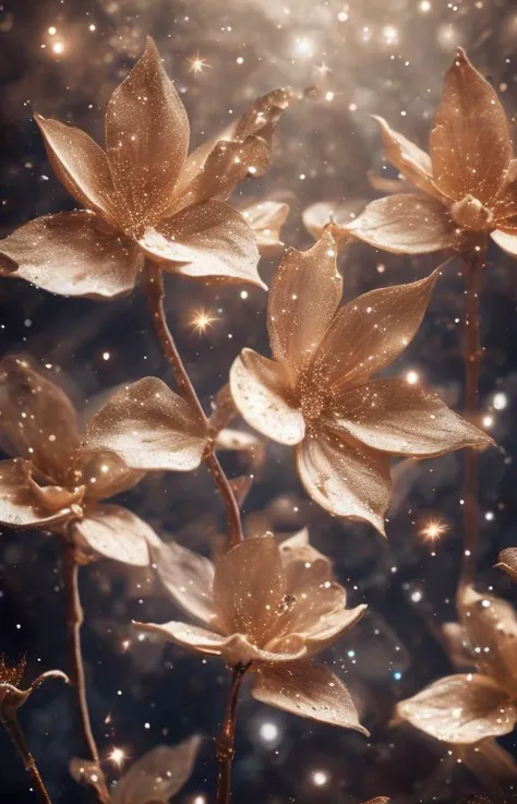 a close up of a bunch of flowers with water droplets