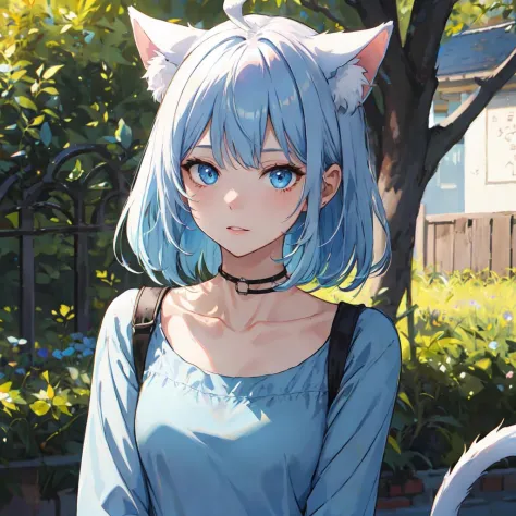 light blue hair, cat ears, jack o pose, bottomless, wearing a black shirt, light blue hair, cat ears, jack o pose, bottomless, w...