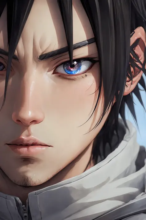 uchiha sasuke, 1boy,solo,close-up, looking at viewer,cowboy shot,