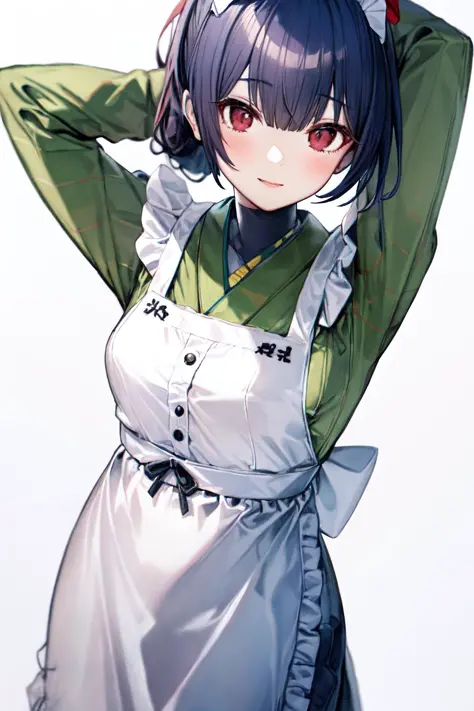 anime girl in a green and white dress with a white apron