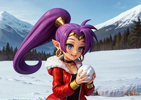 a close up of a person holding a snow ball in a snowy field