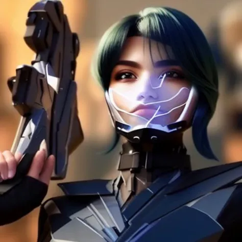 a close up of a person holding a gun in a video game