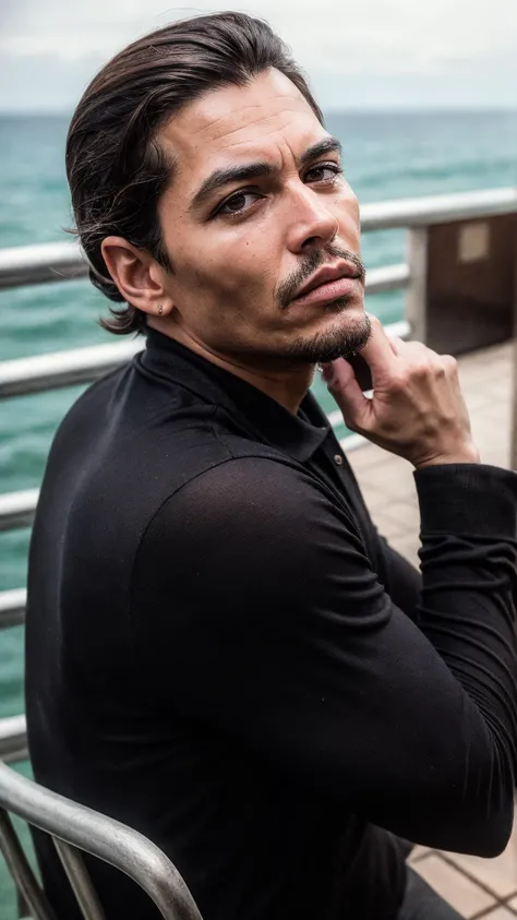 arafed man sitting on a chair looking at the camera