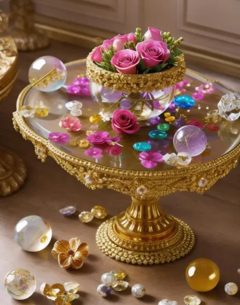 flowers, Bling, gold, HD, Photo, in Marbles, Puzzle, Toy, table