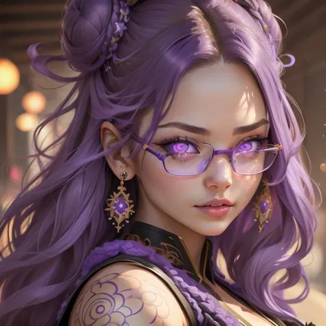 muscular 1girl, solo focus, (detailed face and Purple Eyes:1.4), (detailed lips:1.4), lineart, (realistic:0.4), Hanfu, 1girl, 1Girl, Mature female, Adult, Big Breasts, Calm, Distant expression, Long Hair, Triple Bun, Streaked Hair, Pink Hair, Brown Hair, S...