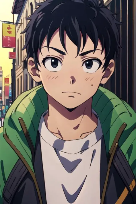 masterpiece, best quality, movie still, 1boy, solo, male focus, looking at viewer, , , anime coloring, , <lora:akira_tendou:0.74>, akira_tendou, black hair, black eyes, wide-eyed, , ancient rome, 2k resolution