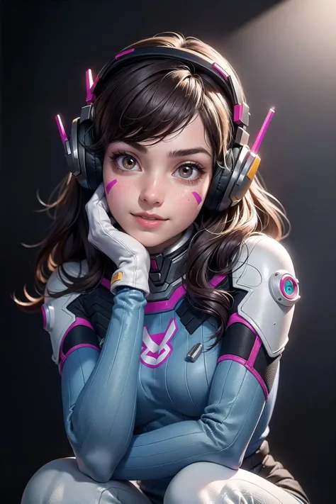 a woman in a futuristic outfit with headphones on