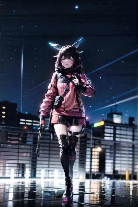 1girl, solo, full body, looking at viewer, urbansamurai, clothing, style, techwear, techwear jacket, columbina \(genshin impact\), black hair, closed eyes, eye mask, head wings, hair ornament, pink hair, blunt bangs, pink techwear, combat boots,
outdoors, night, city, city lights, tokyo \(city\), tokyo tower, neon lights, neon signs, kanji,
<lora:urbansamurai_v0.3:0.9> <lora:columbina-05:0.7>, masterpiece, best quality, detailed, sidelighting, lustrous skin,