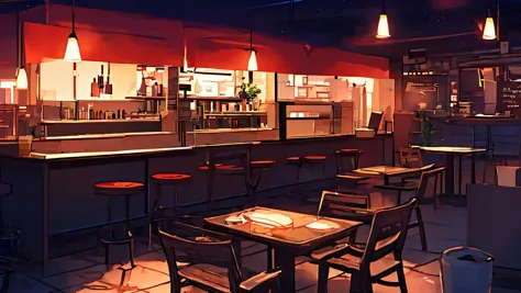 niji_vn_bg, no humans, <lora:niji_vn_bg:1>, simple, visual novel, coffe, evening, night, dark, inside