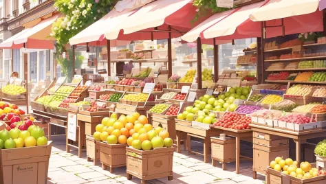 <lora:niji_vn_bg:1>, niji_vn_bg, no humans,
London city, commercial and market place, fruits, delicate flowers and pretty little...
