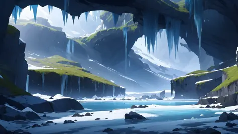 <lora:niji_vn_bg:1>, niji_vn_bg, no humans,
Hills covered in greenish ice with caves, frozen landscape, Dungeons and Dragons sty...
