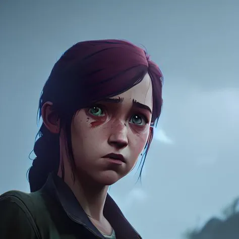 arcane style, ELLIE WILLIAMS in the last of us II, Having a sad face and crying