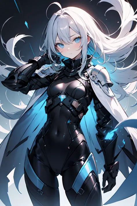 best quality, ultra-detailed, 1girl, solo, white hair, (absurdly long hair:1.2), ahoge, blue eyes, (flat chest:1.1), pale, skin,...