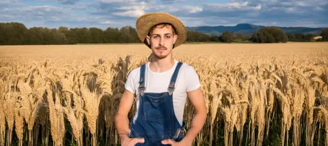 masterpiece, best quality, high quality, realistic, risque, a barechest homoerotic man standing in a field of wheat, 1boy, male ...