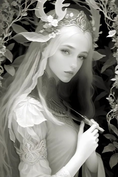 woman with a perfect face in a mythical forest, masterpiece, intricate details, raw photo, photo unp