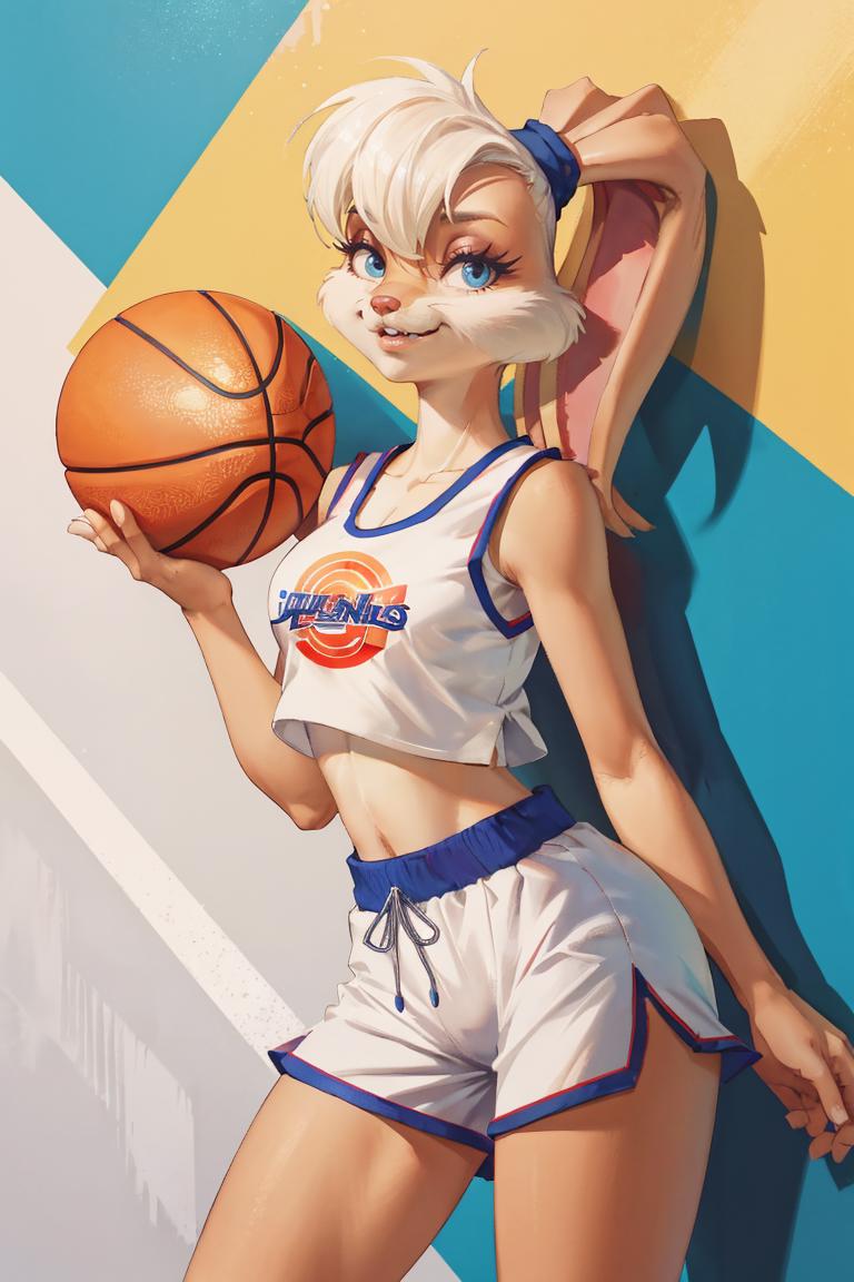 A close up of a woman in a bikini holding a basketball - SeaArt AI