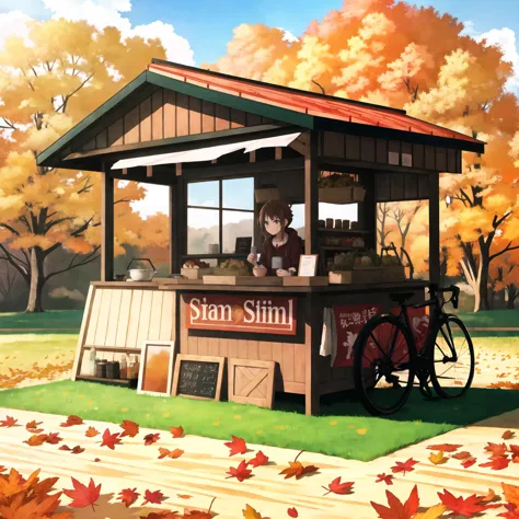 food stand on the wayside of a field during autumn