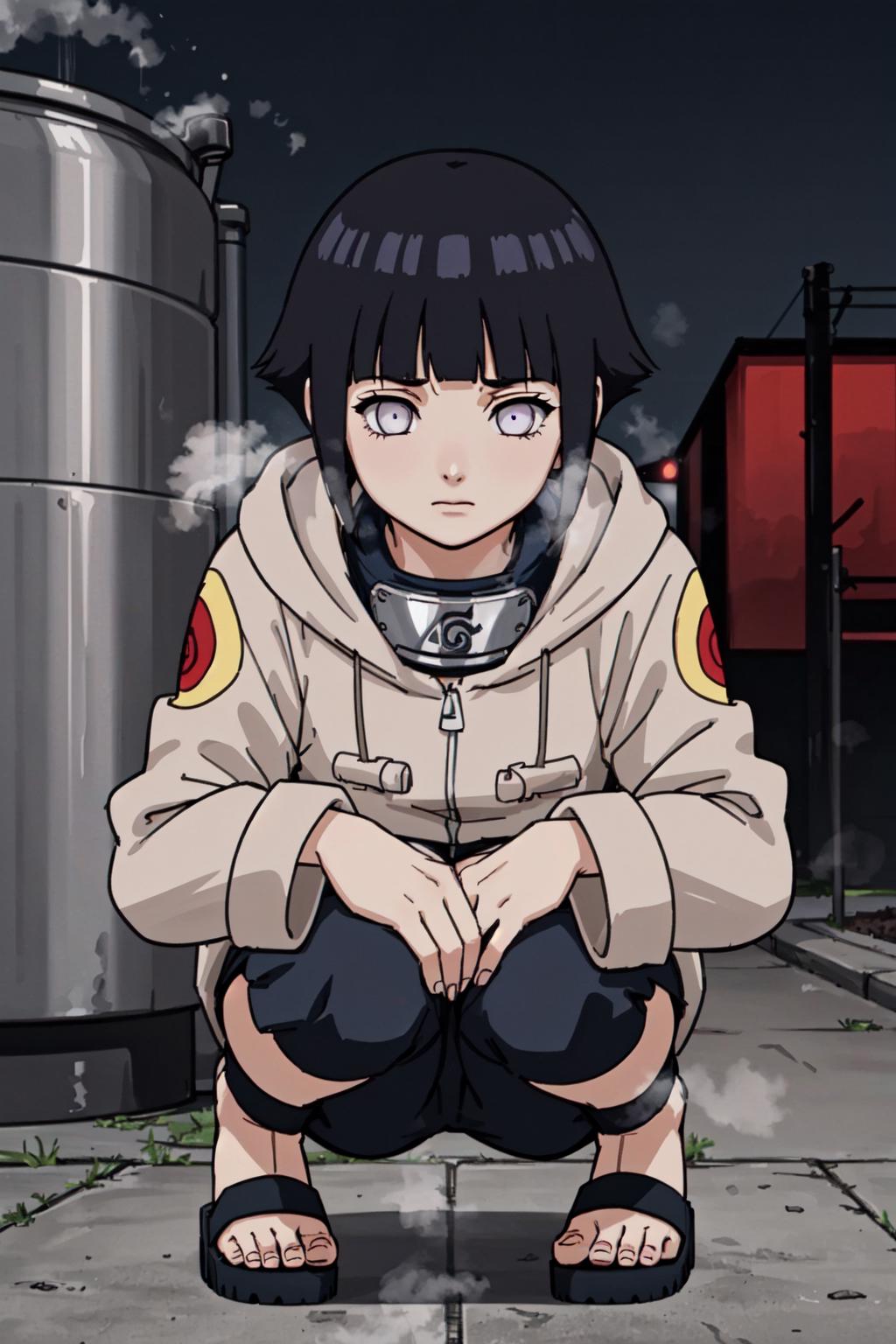 Chubby hinata, classic, no pupils, 1girl, fat hyuuga hinata, black hair -  SeaArt AI