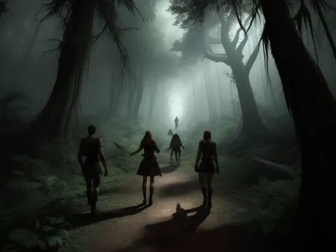 a group of adventurers explore a mysterious and dangerous forest, said to be haunted by spirits