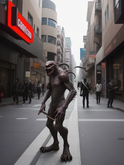 a monster hunting in the city streets