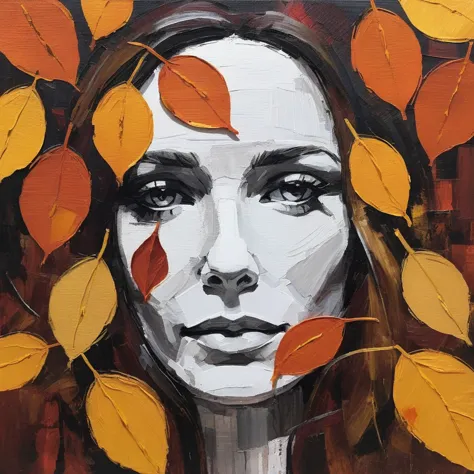 painting of a woman with leaves on her head