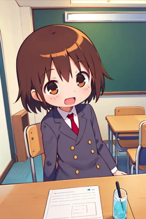 anime image of a girl in a school uniform sitting at a desk