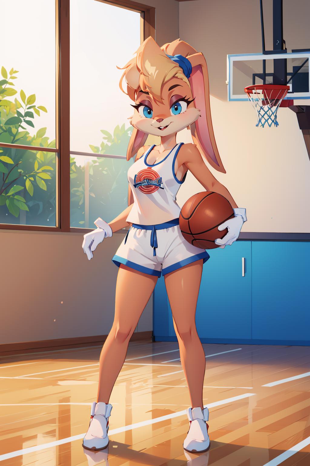 A close up of a woman in a bikini holding a basketball - SeaArt AI