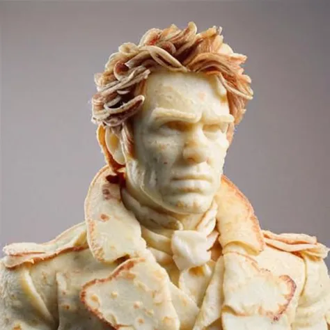 a close up of a sculpture of a man with a jacket on