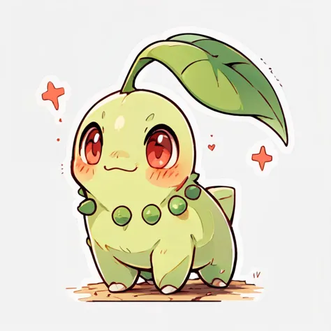 <lora:Kawaii:0.6>,     solo, blush, smile, closed mouth,   <lora:Chikorita_Pokemon:0.8>, Chikorita_Pokemon, simple background,