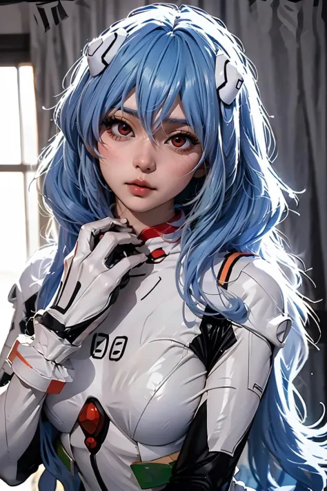 (masterpiece, best quality), 1girl, beautiful face,  <lora:ayanami_longhair_plugsuit_cosplay_costume_v1:1> ayanami cosplay costume, cosplay, long hair, bodysuit, skin tight, hairpods,  see-through,