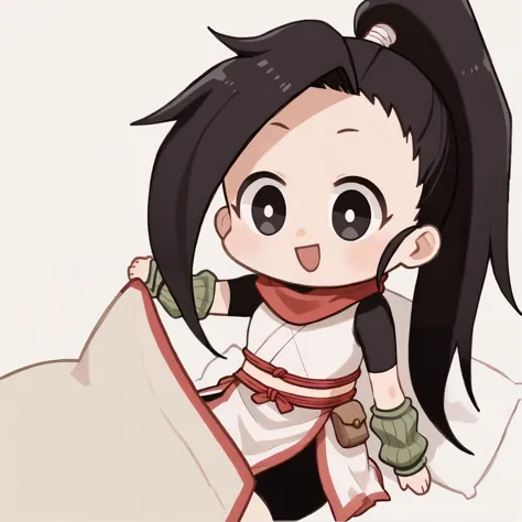 seggs, chibi, open mouth, smile <lora:seggs_xlpd:1.1> 1girl, very long hair, black hair, high ponytail, high ponytail, black eye...