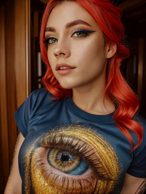 photography portrait of a woman wearing large tshirt, professional photography, ultra detailed eyes, <lora:InopiaxV1:0.8>