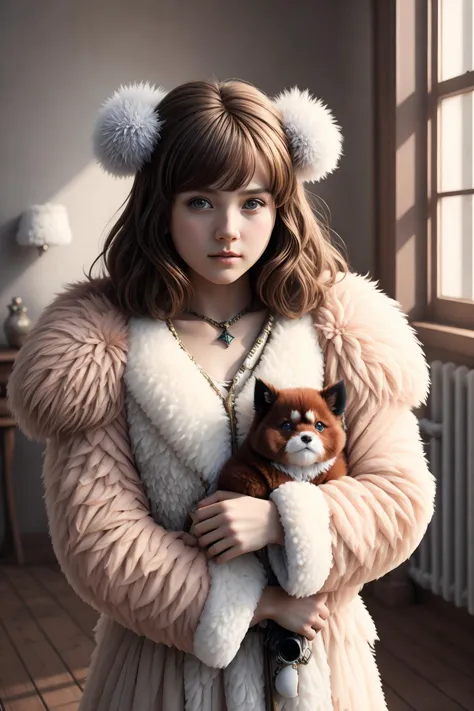 <lora:Loha_PchtV1:0.7>
masterpiece, highly detailed photorealistic 8k raw photography, best cinematic quality, volumetric lighting, volumetric shadows, 1girl with pcht in arms, low-angle shot, house interior background, spongy fluffy furr