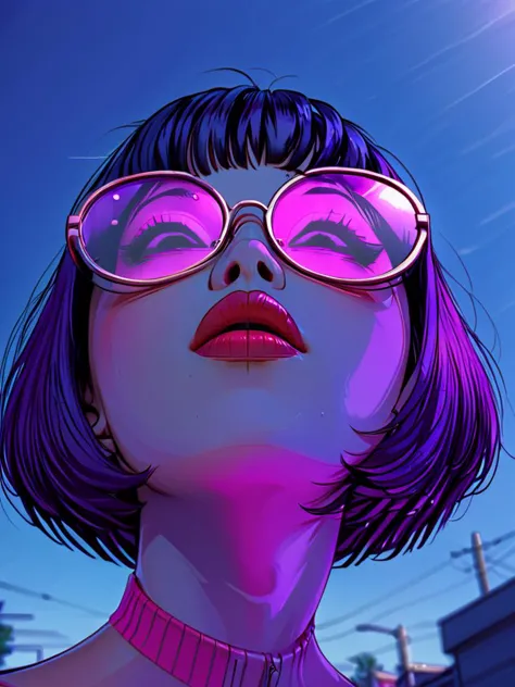 masterpiece,high resolution,<lora:retro-neon-xl-style:1>,
retro_neon, 1girl, solo, short hair, glasses, tinted eyewear, sunglass...