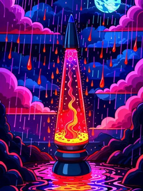 masterpiece,high resolution,<lora:retro-neon-xl-style:0.8>,
retro_neon, moon,lava lamp, no humans, cloud, sky, rain, water, clou...