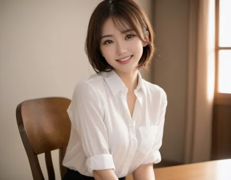 japanese cute woman, (smile:0.5), (high resolution detail of human skin texture:1.8), (beautiful brown eye, pupil),(rough skin:1...