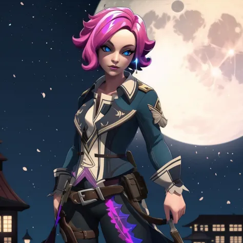 (high quality, best quality), maeve, 1girl,  <lora:maeve-000007:0.75>, solo, night, night_sky, full_moon