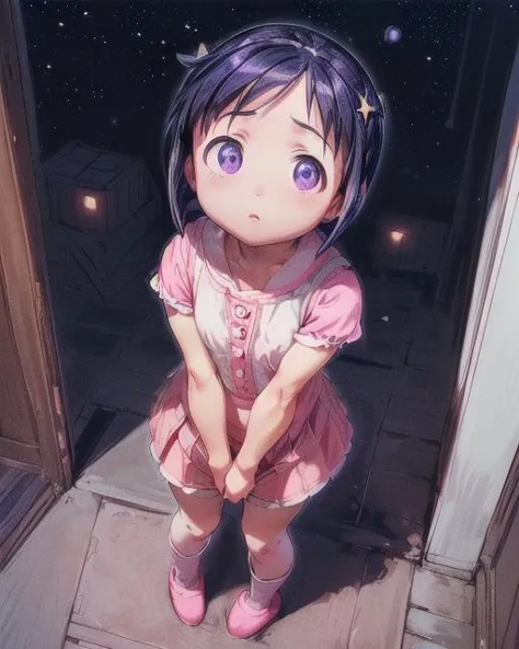 anime girl standing in front of a door with her hands in her pockets