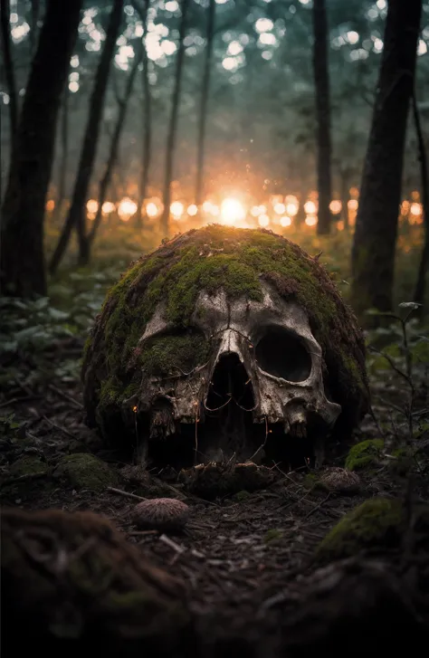 (art by Alessio Albi:1.5),
extreme close up of a fly agaric growing on a mossy dead old skull in a dark forest surrounded by large trees, fireflies, glowing particles, hidden from plain sight,
film grain, highly detailed photography, (muted colors, cinematic, dim colors, soothing tones:1.2), vibrant, insanely detailed, hyperdetailed, (dark shot:1.5) + Houdini VFXanny" textured with water droplets!! trending artstation 8k render high contrast between the image and picture!!, pastel pink sci-fi concept artist style pencil drawing!!! intricate detail digital matte painting Nausicaa ink airbrush illustration sharp focus realistic volumetric lighting macro photograph beautiful scenery unreal engine realistic 3D realism28x rendered 4K depth shading hd extremely ominous quality super resolution photo taken at golden hour