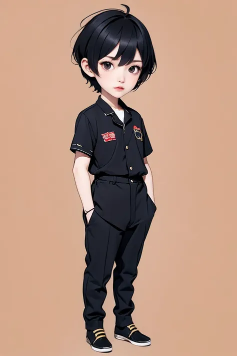 a cartoon drawing of a girl in a uniform