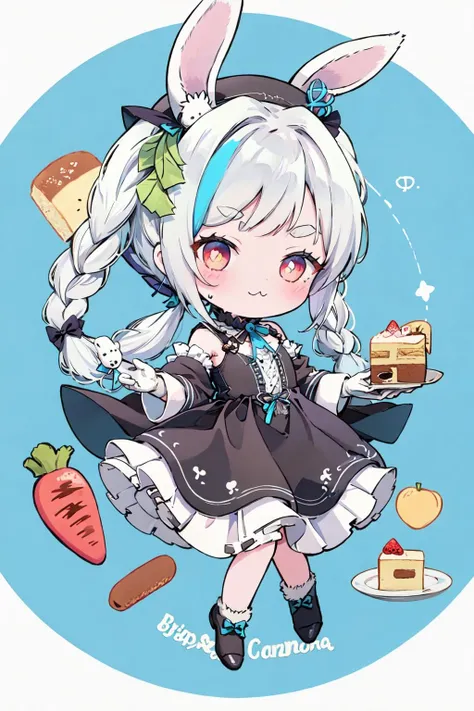 1girl, virtual youtuber, usada pekora, food-themed hair ornament, chibi ...