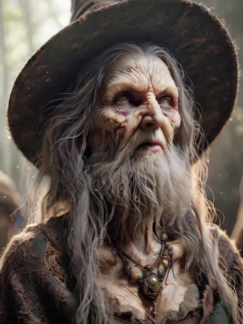 a old female witch with a very long beard <lora:- SDXL - brdanmu_ beard_mustache_V1.0:0.6> brdanmu <lora:ral-wtchz-sdxl:0.7> ral...