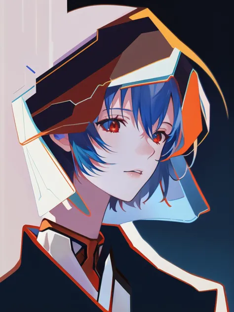 masterpiece portrait of rei ayanami \(evangelion\), evangelion \(hideaki\), high resolution illustration, red eyes, feminine, no...