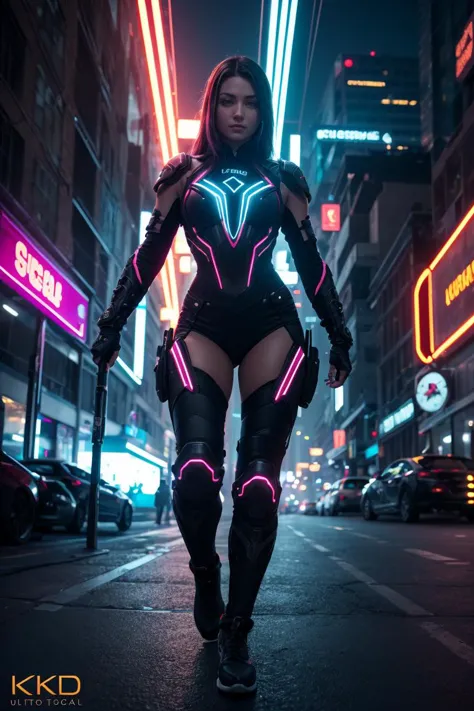 RAW Photo,DSLR,BREAK ultra detailed (masterpiece, best quality),(Intricate detail) 4k textures, ultra-sharp, ultra-high detail, futuristic neonpunk warrior on the game grid, Tron style, action pose,<lora:GoodHands-vanilla:1>,