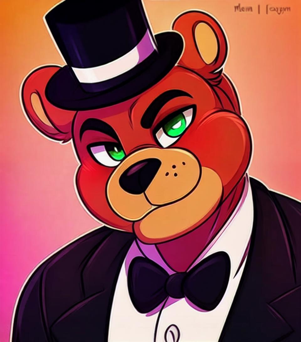 There is a cartoon bear wearing a top hat and a tuxedo - SeaArt AI