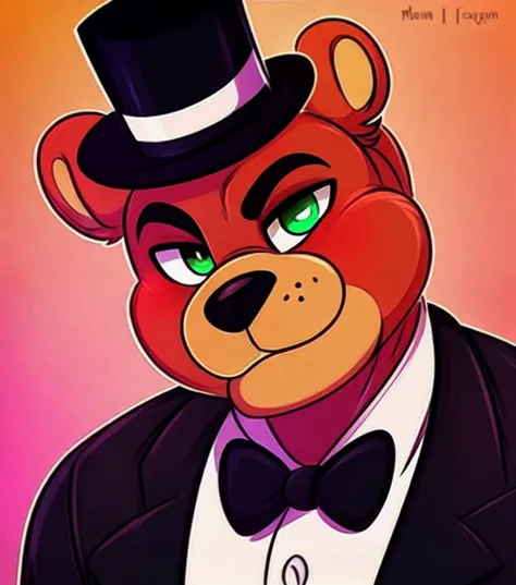 there is a cartoon bear wearing a top hat and a tuxedo