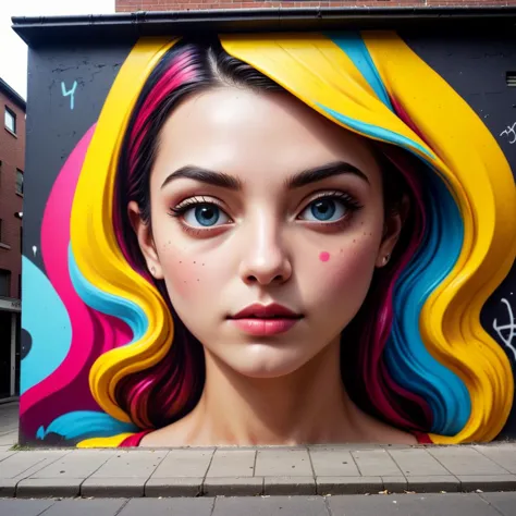 Street art style with vibrant colors, bold shapes, and often politically or socially charged messages, , street art, vibrant col...