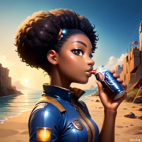 score_9, score_8_up, score_7_up,
fallout, vault uniform 69, 1girl, black woman, dark skin, solo, looking at viewer, hazel eyes, ...