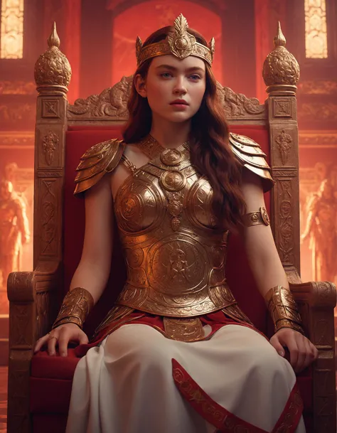 cinematic photo (((ohwx woman))) as a roman queen, fantasy, intricate, artstation, full body, concept art, smooth, sharp focus by huang guangjian and gil elvgren and sachin teng, 8 k   <lora:sadie_dh128_lora_sdxl_v1_fp16:1> . 35mm photograph, film, bokeh, professional, 4k, highly detailed