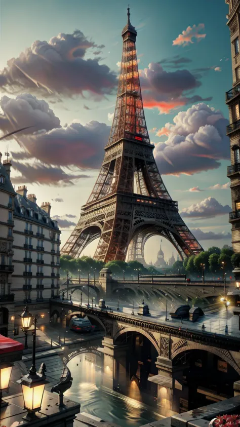 <lora:Eiffel_Tower:0.8> Eiffel Tower, paris, france, building, tower, BREAK, <lora:ValentineTech-18:0.5> valentinetech, scifi, t...